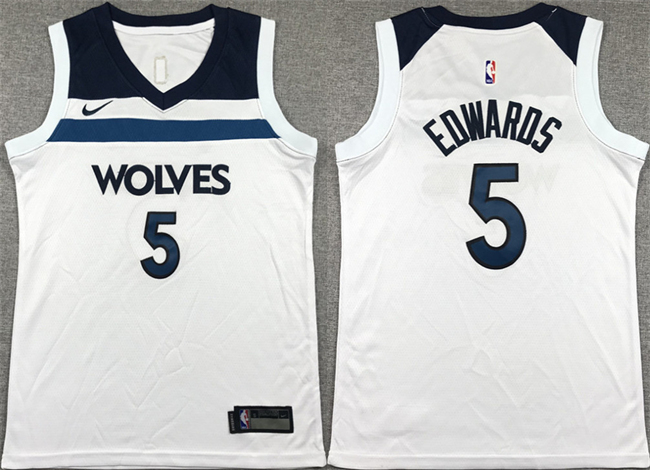 Toddler Minnesota Timberwolves #5 Anthony Edwards White Stitched Jersey